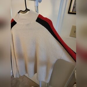 Colorblock Sweater with Red and Black Accents